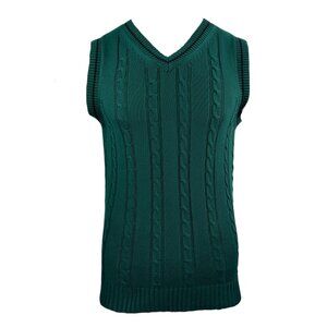 Green Cable Knit Sleeveless Sweater